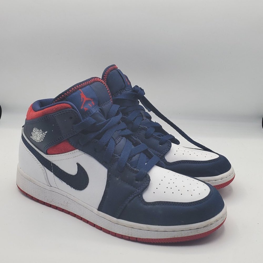 Kid's Sneakers Size 7Y Navy Blue Red White Mid